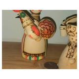 Lot of (3) Handcarved Burnt Wood Russian Figures