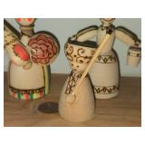 Lot of (3) Handcarved Burnt Wood Russian Figures