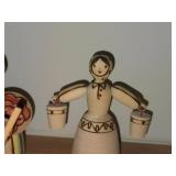 Lot of (3) Handcarved Burnt Wood Russian Figures