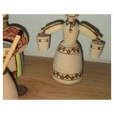 Lot of (3) Handcarved Burnt Wood Russian Figures