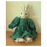 Bunny Shelf Sitter Doll with Ceramic Head, Hands and Feet