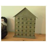 Wood House Shaped Christmas Calendar + Rustic Santa Claus Figure