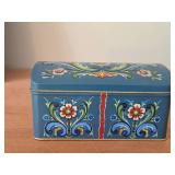 Rosemaling Metal Flip-Top Storage Box