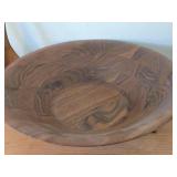 (2) Handcarved Teak Wood Salad Togs and (2) Wood Bowls - One Burl Walnut, One Pine D.G. Schindler 1999-48