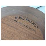 (2) Handcarved Teak Wood Salad Togs and (2) Wood Bowls - One Burl Walnut, One Pine D.G. Schindler 1999-48