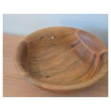 (2) Handcarved Teak Wood Salad Togs and (2) Wood Bowls - One Burl Walnut, One Pine D.G. Schindler 1999-48
