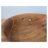 (2) Handcarved Teak Wood Salad Togs and (2) Wood Bowls - One Burl Walnut, One Pine D.G. Schindler 1999-48