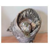 Handpainted Owl Rock set in Wood