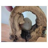 Handpainted Owl Rock set in Wood