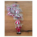 Lot of (7) Vintage Handcrafted Christmas Ornaments - Santa Claus with Parachute
