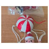 Lot of (7) Vintage Handcrafted Christmas Ornaments - Santa Claus with Parachute