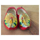 Lot of (2 sets) Wooden Clog Decorations - One Unpainted Set, One Handpainted Set with Dutch Windmill Scene