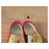 Lot of (2 sets) Wooden Clog Decorations - One Unpainted Set, One Handpainted Set with Dutch Windmill Scene
