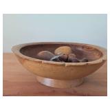 Wooden Bowl with Wood Fruits