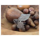 Wooden Bowl with Wood Fruits