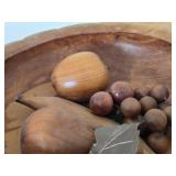 Wooden Bowl with Wood Fruits