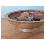 Wooden Bowl with Wood Fruits