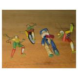 Lot of (4) Handcrafted Wood Ornaments - Elf and Jester
