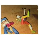 Lot of (4) Handcrafted Wood Ornaments - Elf and Jester