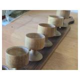Vintage Wooden Egg Cups with Holder