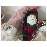 (4) Santa Head Ornaments, (1) Snowman Door Know Hanger, (1) Santa in a Chair Figure