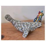 Lot of (2) Tile Mosaic Tile Figurines - Cat and Seal
