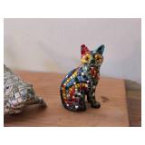 Lot of (2) Tile Mosaic Tile Figurines - Cat and Seal