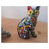Lot of (2) Tile Mosaic Tile Figurines - Cat and Seal