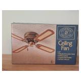 Windsor Browne Ceiling Fan - 4 Blade / One Side Cane, Antique Brass, 3 Speed Reversible 42" (in original packaging)