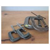 Lot of (5) C-Clamps 4" (x2) and 2" (x3)