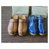 Lot of (2 Pair) Cedar SKO Wooden Shoes / Clogs