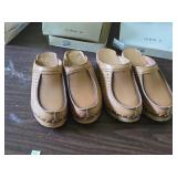 Lot of (2 Pair) Cedar SKO Wooden Shoes / Clogs