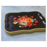 Lot of (5) Vintage Floral Metal Serving Trays from 1960