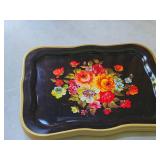 Lot of (5) Vintage Floral Metal Serving Trays from 1960