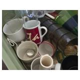 Lot of (1 Bin) Mugs and Glasses (assorted)