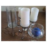 (4) Metal Candleholder with Glass + (1) Glass Candleholder