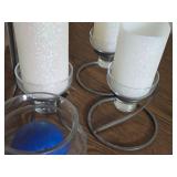 (4) Metal Candleholder with Glass + (1) Glass Candleholder