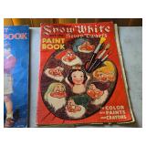 Vintage 1963 The First Coloring Book, 1938 Snow White and the Seven Dwarfs Coloring Book, 1958 Crayola No. 72 Crayon Set (Never Used !)