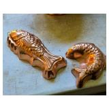 (2) Coppertone Fish Mold / Wall Decoration + (1) Coppercraft Guild Pedestal Bowl