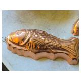 (2) Coppertone Fish Mold / Wall Decoration + (1) Coppercraft Guild Pedestal Bowl