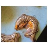 (2) Coppertone Fish Mold / Wall Decoration + (1) Coppercraft Guild Pedestal Bowl