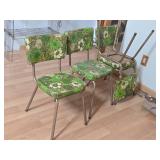 Lot of (4) Vintage Dinette Chairs with Green Floral Vinyl Upholstering and Chrome Plated Legs