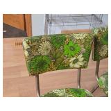 Lot of (4) Vintage Dinette Chairs with Green Floral Vinyl Upholstering and Chrome Plated Legs