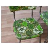 Lot of (4) Vintage Dinette Chairs with Green Floral Vinyl Upholstering and Chrome Plated Legs