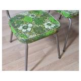 Lot of (4) Vintage Dinette Chairs with Green Floral Vinyl Upholstering and Chrome Plated Legs