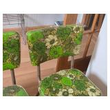 Lot of (4) Vintage Dinette Chairs with Green Floral Vinyl Upholstering and Chrome Plated Legs