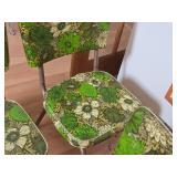 Lot of (4) Vintage Dinette Chairs with Green Floral Vinyl Upholstering and Chrome Plated Legs