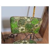 Lot of (4) Vintage Dinette Chairs with Green Floral Vinyl Upholstering and Chrome Plated Legs