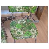 Lot of (4) Vintage Dinette Chairs with Green Floral Vinyl Upholstering and Chrome Plated Legs