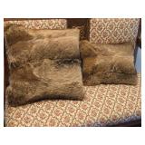 Lot of (2) Fur Throw Pillows